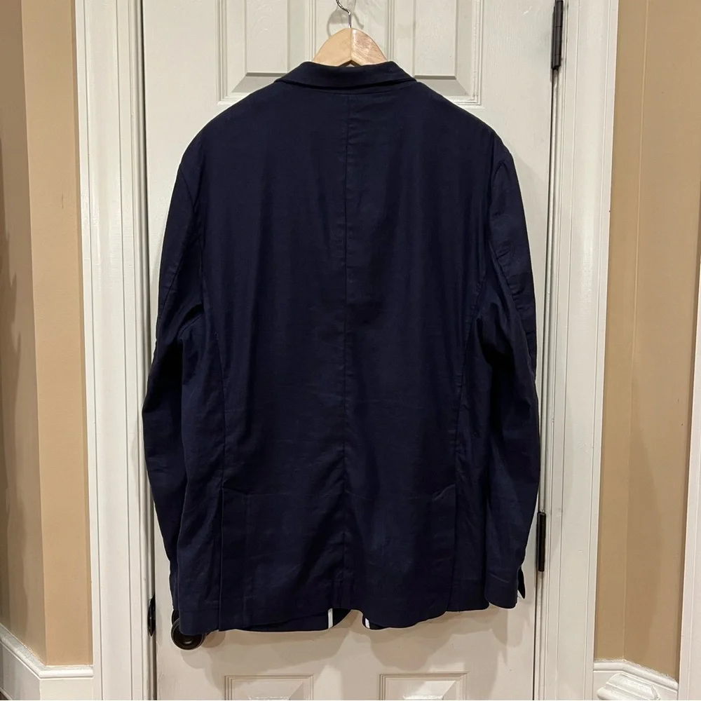 NEW State & Liberty Unstructured Linen Blazer Navy Blue 44 Performance Sport